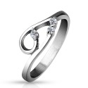 Set di design asimmetrico anello in acciaio inox argento in acciaio inox con 3 zirconi