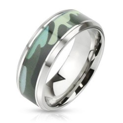 Mann Ring Edelstahl | 8mm militärischer Tarnring