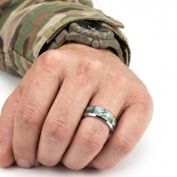 Bague Homme Acier Inoxydable | Anneau Camouflage Militaire 8mm 2