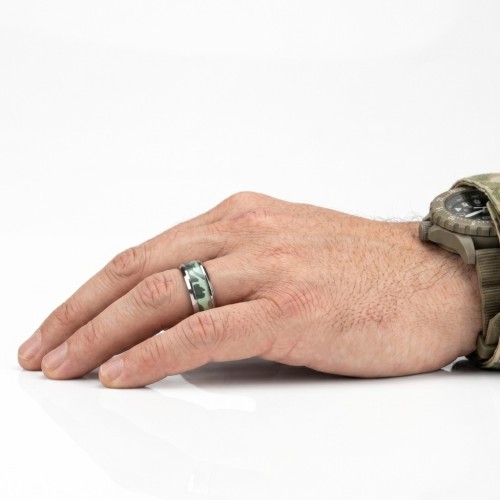 Mann Ring Edelstahl | 8mm militärischer Tarnring