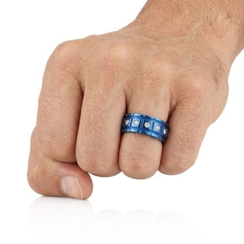 Blauer Edelstahl Mann Ring | Ringsegmente, um zu brennen