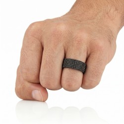 Anillo de hombre de acero inoxidable negro | Anillo Pyramida Pintes 8mm 2