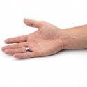 Anillo de los hombres de titanio de plata con doble banda de fibra de fibra de carbono con doble carbono personalizable