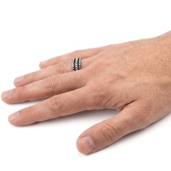 Hand-Covenant-Ring in silbernem Titan mit zwei verdrehten schwarzen Filins verkrustet 2