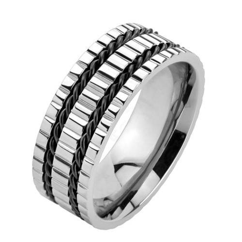 Anillo de timbre de hombre de titanio | Alianza Negro Negro Fils