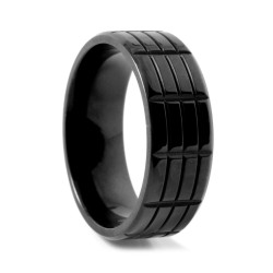 Herren Titan Black Ring mit Reliefstreik 8mm