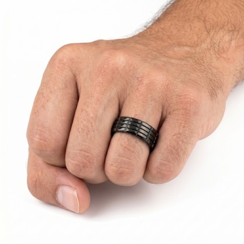 Male ring in light black and scratch resistant