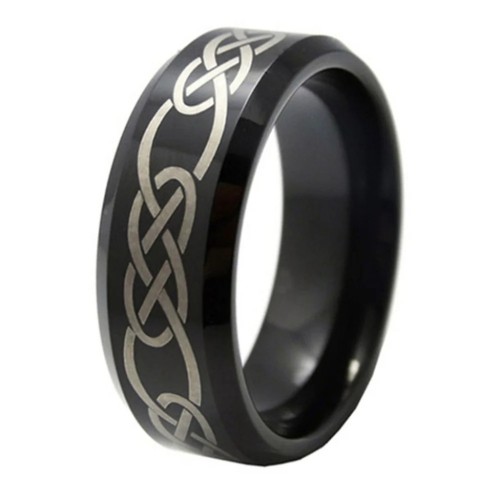 Black Celtic Style Allianzring mit komfortablen glatten Innenraum