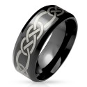 Schwarzer Edelstahl-Mann-Ring mit Stammes-keltischen Zopfmuster