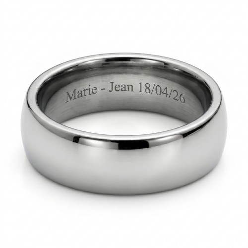 Anillo de bodas de tungsteno clásico con interior de confort liso