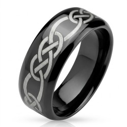 Herrenring in schwarzem Edelstahl mit keltischem Tribal Tribal Braid-Muster
