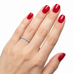 Bague anneau de fiançailles mariage femme acier et 8 pierres zircons 2