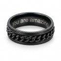 anillo de estrés negro con ejemplo grabado personalizado