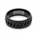 Männer Stress Anti-Stress-Ring-schwarze Farbe mit gravierter Rotary Gourmette-Kette
