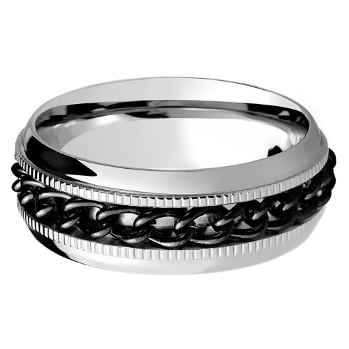 Handlicher Stahl Mann Ring | Rotary Black Kette Anti-Stress-Ring