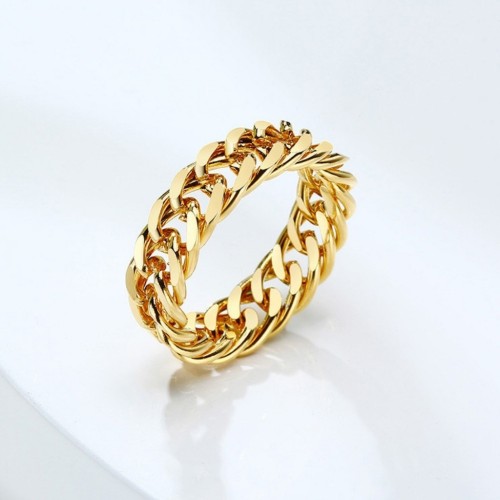 Women's Gold Stainless Steel Woman Ring Finmary Cuban Mesh String Chain