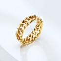Women's Gold Stainless Steel Woman Ring Finmary Cuban Mesh String Chain