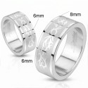 Mixed stainless steel ring with tribal frieze in relief available in 6mm and 8mm