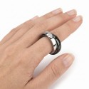 Anello di fidanzamento in acciaio inossidabile da donna con anelli intrecciati in nero e argento