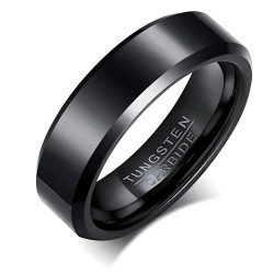 Alleanza di nozze dell'uomo del tungsteno nero con il tungsteno nero con bordi bezzati da 6 mm