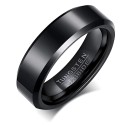 Alliance de mariage pour homme en carbure de tungstène noir avec bords biseautés 6mm