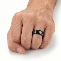 Alleanza di nozze dell'uomo del tungsteno nero con il tungsteno nero con bordi bezzati da 6 mm 2