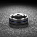 Anneau de fiançailles masculin en tungstène tendance inrayable avec liseré bleu