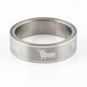 Bague anti stress rotative en acier inoxydable brossé avec motif taureau