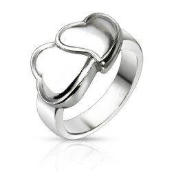 Anello di fidanzamento romantico per le donne in acciaio con due cuori legati