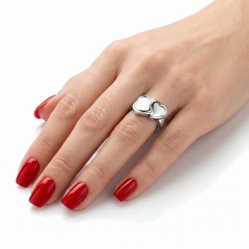 Bague symbole d'amour en acier chirurgical brillant résistant à l'eau