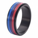 Anello di stress rotante da uomo per uomo in acciaio nero con blu blu viola anello blu