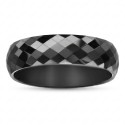 Black half-ring ring Luxury carved with multiple geometrical reasons in diameters