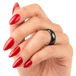Anello di alleanza misto in ceramica ad alta densità nera pura con superficie sfaccettata 6mm 2