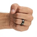 Anello di alleanza da uomo in pura ceramica nera con superficie sfaccettata 6mm