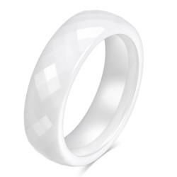 Anello maschio alleanza in ceramica bianca ad alta densità puro con area di facette