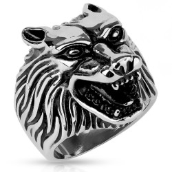 Edelstahl Mann Ring mit geschnitzten Holted Kopfteil 3D