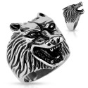Big polished steel wolf ring with smooth interior guaranteeing a comfortable port