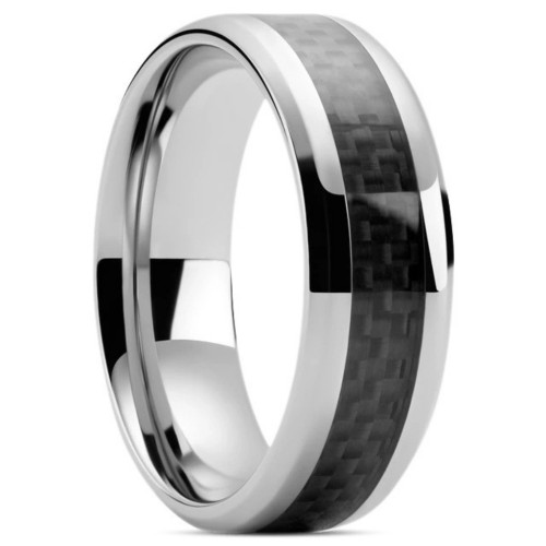 Anello reagito in acciaio e carbonio ideale per accompagnare uno stile urbano alla moda