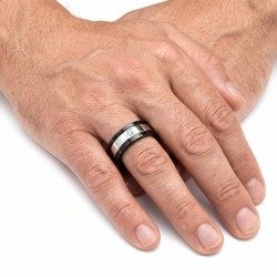 Anello uomo moderno che attraversa un nastro di metallo con un superbo ossido di zirconio 2