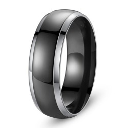 Anello di fidanzamento mista a due letti con titanio con laccato nero labband