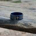Anillo de acero anillo para hombres adolescente nueva oración bíblica nuestro padre azul