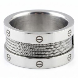 Steel woman man ring | Twisted cable ring & screws to engrave