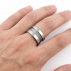 Steel woman man ring | Twisted cable ring & screws to engrave 2