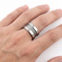 Herrenring-Edelstahlring mit Mesh-Kabel mit Schrauben verziert