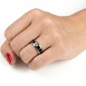 Alleanza mista Donne anello nero e argento con larghezza zircone 6mm