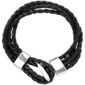Pulsera de cuero negro trenzado 4 enlaces | Cierre de t-acero