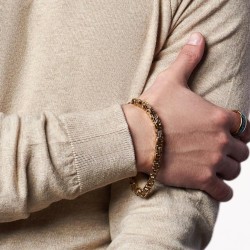 Gold Plated Men's Bracelet BLING RAPGER 23CM 9mm 2