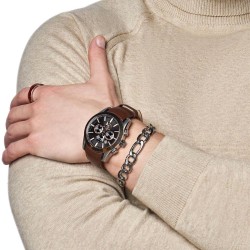 Braccialetto a stringa senza tempo da uomo con acciaio inossidabile solido con rete figaro 1 + 3 2