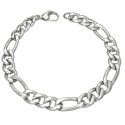 Men's timeless string bracelet with solid stainless steel with mesh Figaro 1 + 3