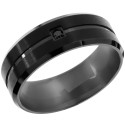 men's black steel ring ring with zirconium stone